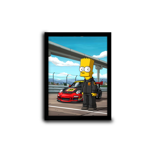 Plakat Bart na torze – Porsche GT w akcji